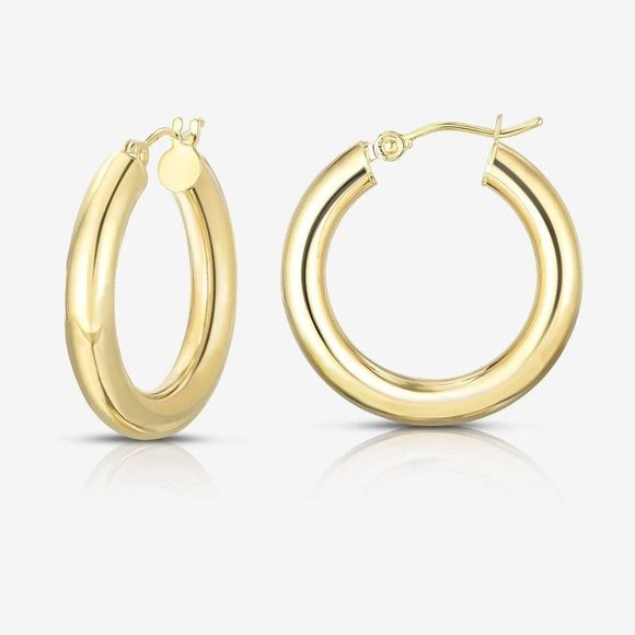 Chunky 18k Gold-Filled Solid Hoop Earrings 💖 - Picture 8 of 8